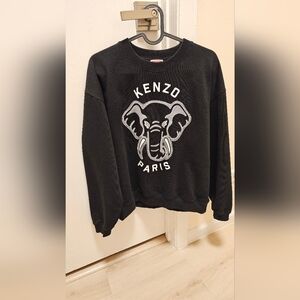 Kenzo Black Crewneck Sweater with Elephant Design